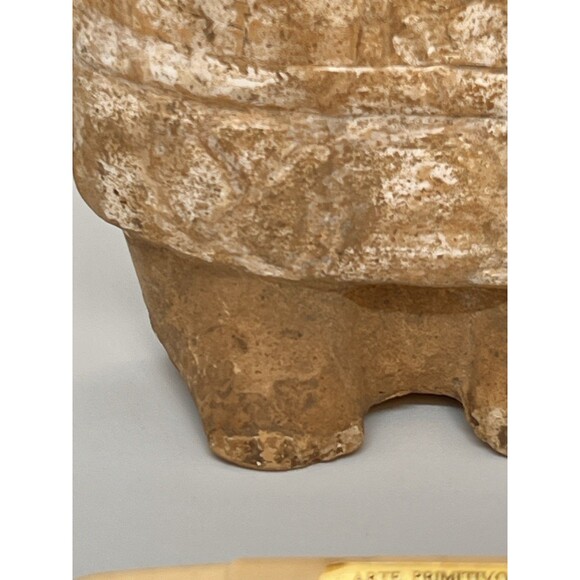 Pre Columbian Jaina Maya Pottery Figure Standing Woman Arms Raised Headdress Lrg - Picture 3 of 16